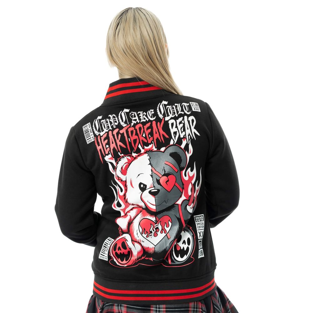 Cupcake Cult - Heartbreak Bear Varsity Varsity jacket - Black/Red
